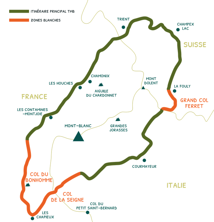 L'itinéraire du Tour du Mont-Blanc